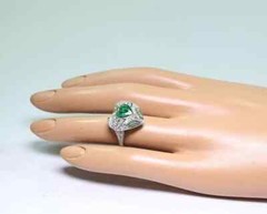 2Ct Art Deco Style Heart Cut Lab-Created Emerald Wedding 14K White Gold FN Ring