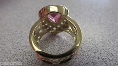 Beautiful Estate 18k Gold Pink Tourmaline & Diamond Ring size 4.5 Make offer