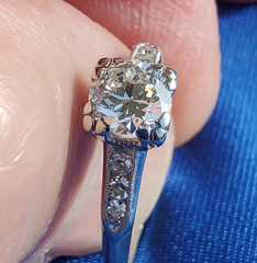 Original EARTH MINED DIAMOND Deco Engagement RING Vintage PLATINUM Solitaire 1 C