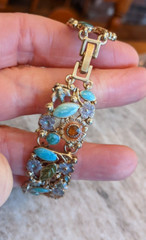 Lauren Conrad LC Enamel Floral Gold Tone Bracelet w/ Bees