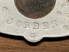 VINTAGE BELL SHAPED “GOOD LUCK/NEVER GO BROKE” PENDANT W/1930 PENNY