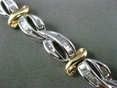 ESTATE 2.0CT BAGUETTE DIAMOND 14KT WHITE & YELLOW GOLD INFINITY TENNIS BRACELET
