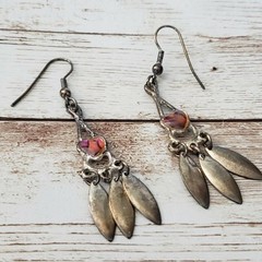 Vintage Earrings for Pierced Ears Dangle with Heart Design
