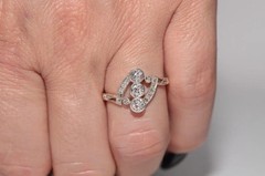 Art Dec Style Lab Created Diamond Three-Stone Anniversary Ring 14K White Gold FN