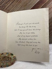 Lot Of 2 VTG 1948 Mother’s Day Card And Vintage “Mother” Brooch Pin Rhinestone