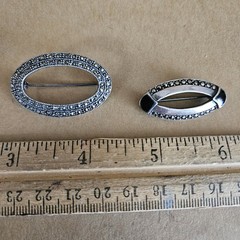 Vintage Jewelry Lot 12 pc Rhinestone Brooch Earrings Sterling Marcasite Bakelite