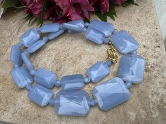 Vintage Signed KJL Kenneth Jay Lane Blue Beaded Statement 29in Long Necklace