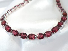 New Sterling Silver 925 Natural Rhodolite Pink Garnet Tennis Bracelet 7.5″