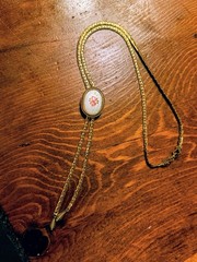 Vintage Goldette NY Guilloche Pink Roses Slide Lariat Necklace gold tone chain