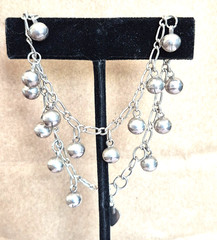 Vintage Sterling Silver Multiple Ball Dangle Pendants Anklet w/Heart Charm
