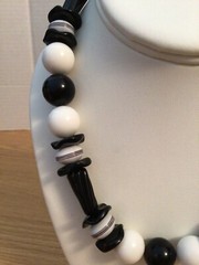 Arthur David Signed Black & White Various Size Beaded Necklace
