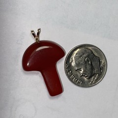 Pendant Mushroom Red Carnelian 14k Gold Vintage Unused
