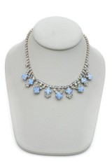 Vintage Necklace Silver Tone Blue Rhinestone 14.5″