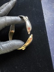 Silver and Gold Tone Dolphin Clamper Vintage Bracelet
