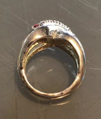 STUNNING DESIGNER T&C PINK TOPAZ STERLING SILVER CROSSOVER BAND RING 925 SZ 7