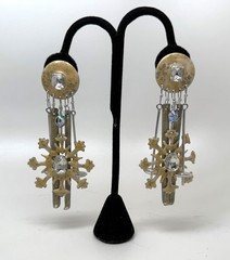 Vintage Lunch At The Ritz ST. MORITZ Ski/Snowflake Pierced Earrings