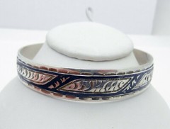 USSR NIELLO SOLID 875 STERLING SILVER 7″ OPEN BANGLE BRACELET