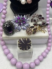 Purple PASSION Vintage JEWELRY Lot 17 Pieces
