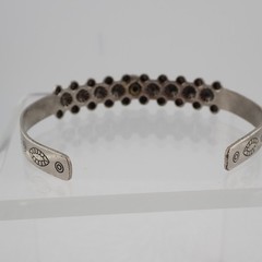 VTG Souvenir Southwestern Concho Turquoise Nickel Silver 6 1/2″ Cuff Bracelet