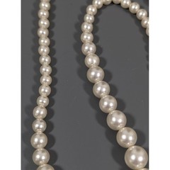 Vintage Faux Pearl Graduated Bead Necklace Double Hook Clasp 26in Retro