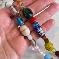 Vintage Necklace Handcrafted Glass Bead Lampwork Long Strand Multi Color 37″