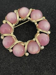 VINTAGE Lavender LISNER MOONGLOW BROOCH Gold Tone Mini Rhinestone Accents *Read