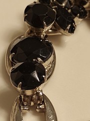 Juliana D & E Layered Jet Black Silvertone 5 Link Bracelet 6.50 BOOK Ref 1062