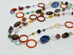 Unique 925 Sterling Silver Genuine Gemstone Pearl Crystal Bicone 32″ Necklace