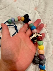Rare! Chunky 1980s Flying Colors Ceramic Rabbit Necklace