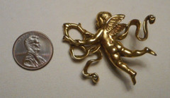 Vintage Metropolitan Museum of Art Winged Golden Cherub Cupid Brooch signed MMA