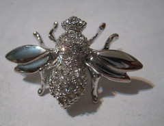 St JOHN Rhodium Plated Pave Crystal 1 3/8″ Bee Pin, Comp @ $150 on Etsy