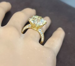 Vintage 18k Yellow Gold Engagement Ring 10.08ct Natural Euro Cut Yellow Diamond