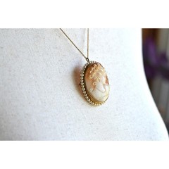 Antique Edwardian 800 Silver Gold Cameo Pearl Halo Brooch Pendant Necklace