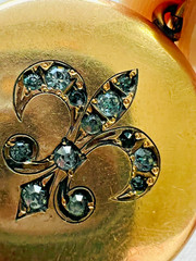Antique W & H Co. Fleur De Lis Gold Filled Locket Pendant with Necklace Chain