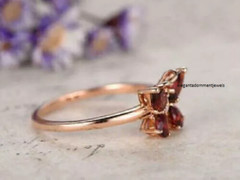 Beautiful 2Ct Pear Red Garnet Butterfly Engagement Ring 14K Yellow Gold Finish