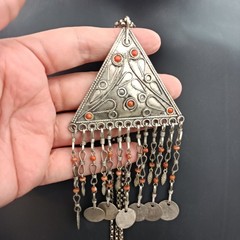 Tribal Chandelier Necklace Ethnic Statement Coin Fringe Vintage Boho Jewelry VTG