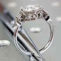 Art Deco Vintage VVS1 Lab Created Diamond 14K White Gold Finish Engagement Ring