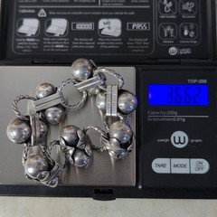 Taxco 980 Silver Mexico Bracelet Link Double Ball Old Pawn Jewelry Los Cocos 36g