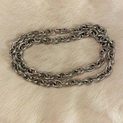 Vtg Grunge Necklace Silver Metal Chain Link Germany Long Hip Hop Statement 6484