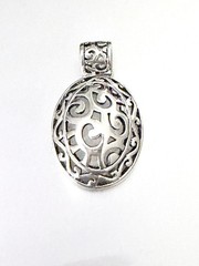 Estate Vintage 925 Sterling Silver Open Work Scroll Design Slide Pendant
