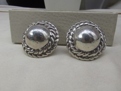 Vintage Simon Sebbag Sterling Silver Round Chunky Clip On Earrings 2″ 38gr #595