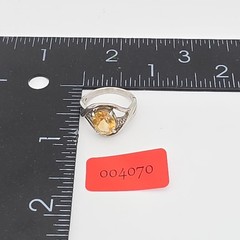 Vintage Citrine Ring Diamond Accents 925 Sterling Silver Size 5 FREE $HIPPING!!