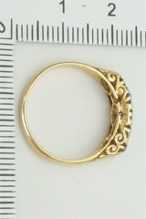 PRETTY ANTIQUE ENGLISH 18K GOLD DIAMOND & NATURAL SAPPHIRE 7 STONE RING c1900