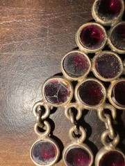 Vintage .925 Sterling Silver Grape Cluster Style Dangle Earrings Genuine Garnets