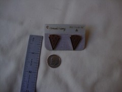 VINTAGE 1970s SAMUEL HUANG CLOISONNE RETRO ABSTRACT BRONZE COPPER BROWN EARRINGS
