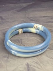Vintage Blue and White Marbled Tube Bangle Bracelet Set of 2 – Made in Italy
