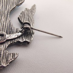 Vintage Thunderbird Brooch Silver Tone Faux Turquoise Southwestern Zuni Style