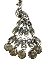 Vtg 80s Silver Tone Stunning Peacock Necklace, Bird, Animal, Work, Office,Boho