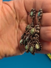 Graziano Natural Stone Turqoise Veined Post Dangle/Drop Earrings Signed