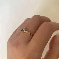 Art Deco Style Aquamarine Lab Created Diamond Engagement 14K Yellow Gold FN Ring